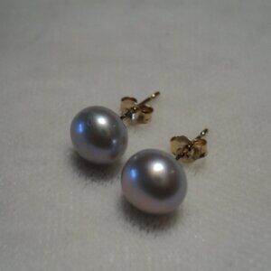 14K Gold Silver Pearl Earrings